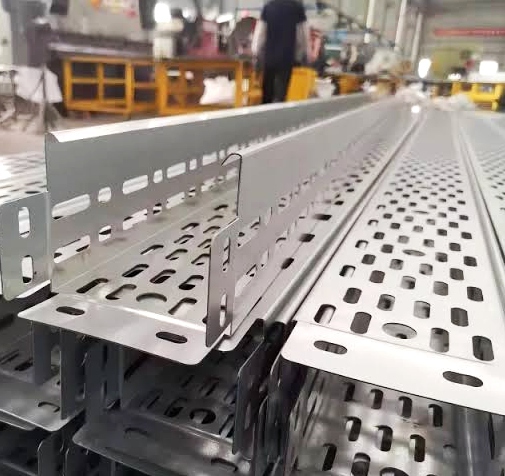 Copper B-Line perforated cable tray system